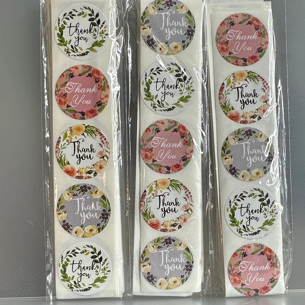 300 Count 1 Inch Floral Thank You Stickers - Multicolor